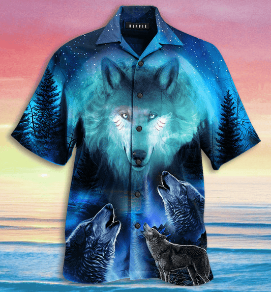 Gray Wolf Unisex Hawaiian Aloha Shirt #H