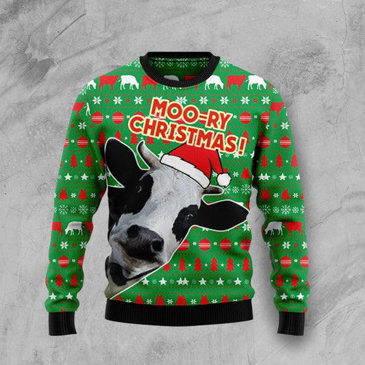 Cute Cow Moory Christmas Ugly Christmas Sweater 