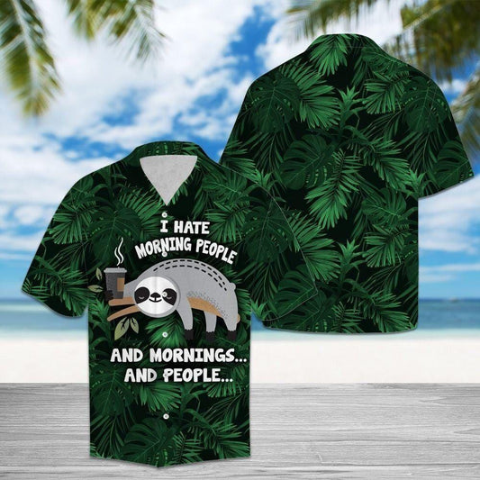 Sloth Hate Mornings And People Tropical Hawaiian Shirt | For Men & Women | Adult | HW8035