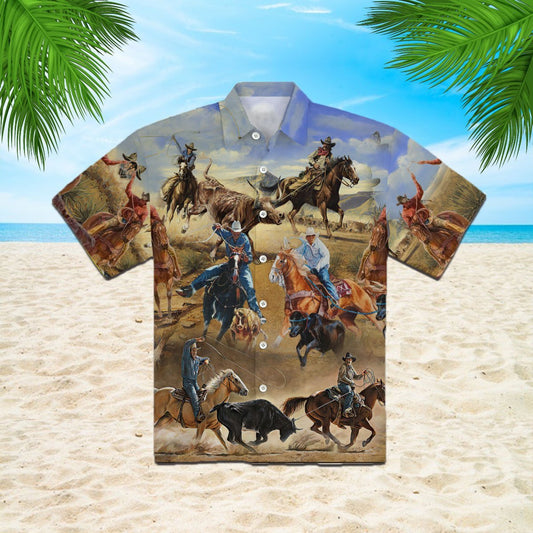 OragonTee Team Poping Rodeo Horse Hawaiian Shirt | For Men & Women | Adult | WT1249