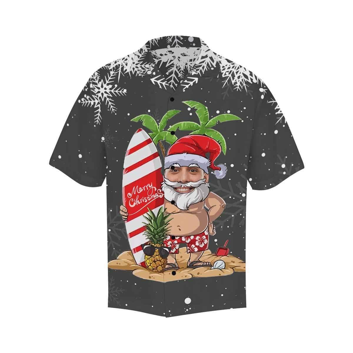 Custom Face Christmas Coconut Tree Men's Hawaiian Shirt