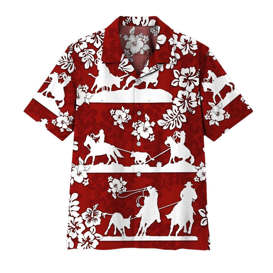  3D Red Team Roping Hawaii Shirt