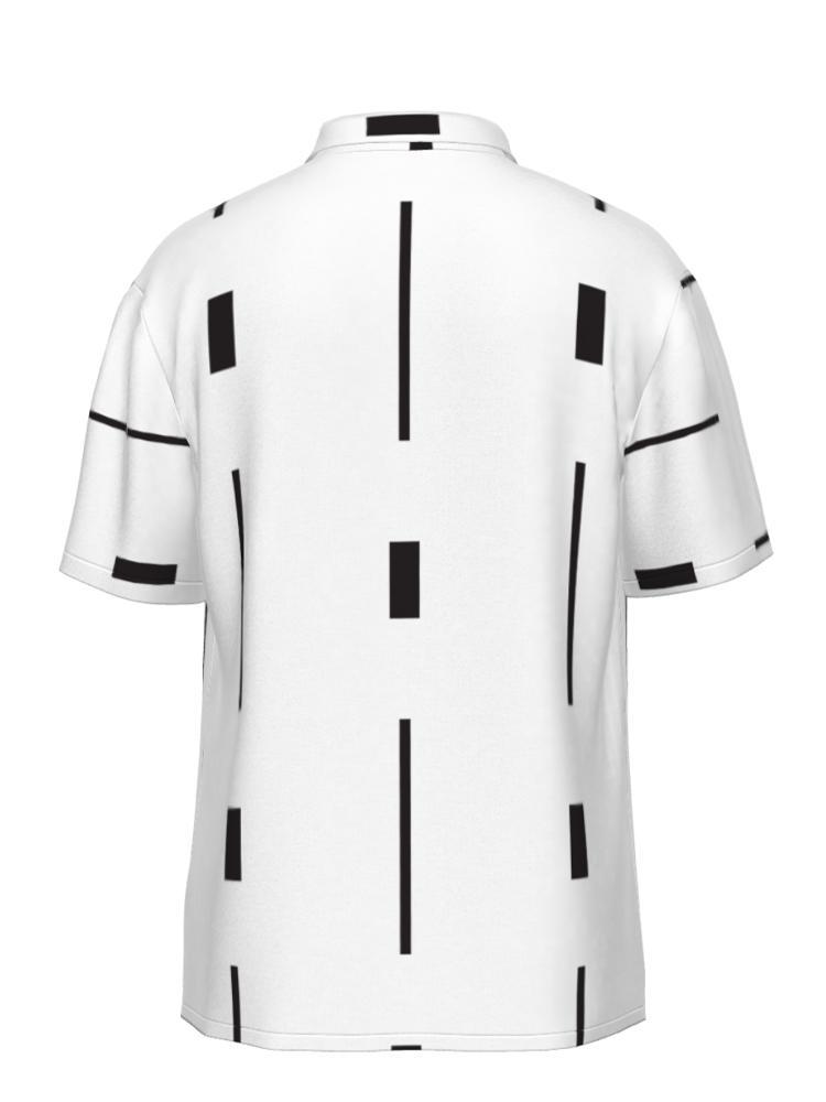 Black Stripe Turndown Collar Button Down Mens Short Sleeve Shirt Hawaiian