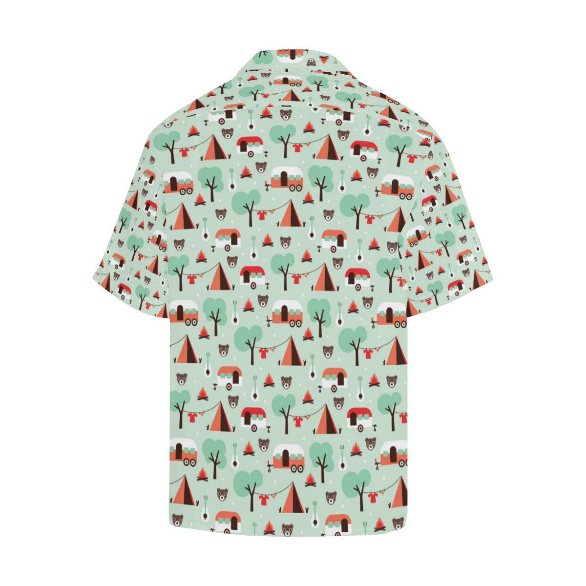 Camper Tent Pattern Print Design Hawaiian Shirt
