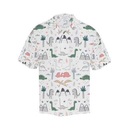 Cute Cartoon Dinosaurs Tree Pattern Mens All Over Print Hawaiian Shirt