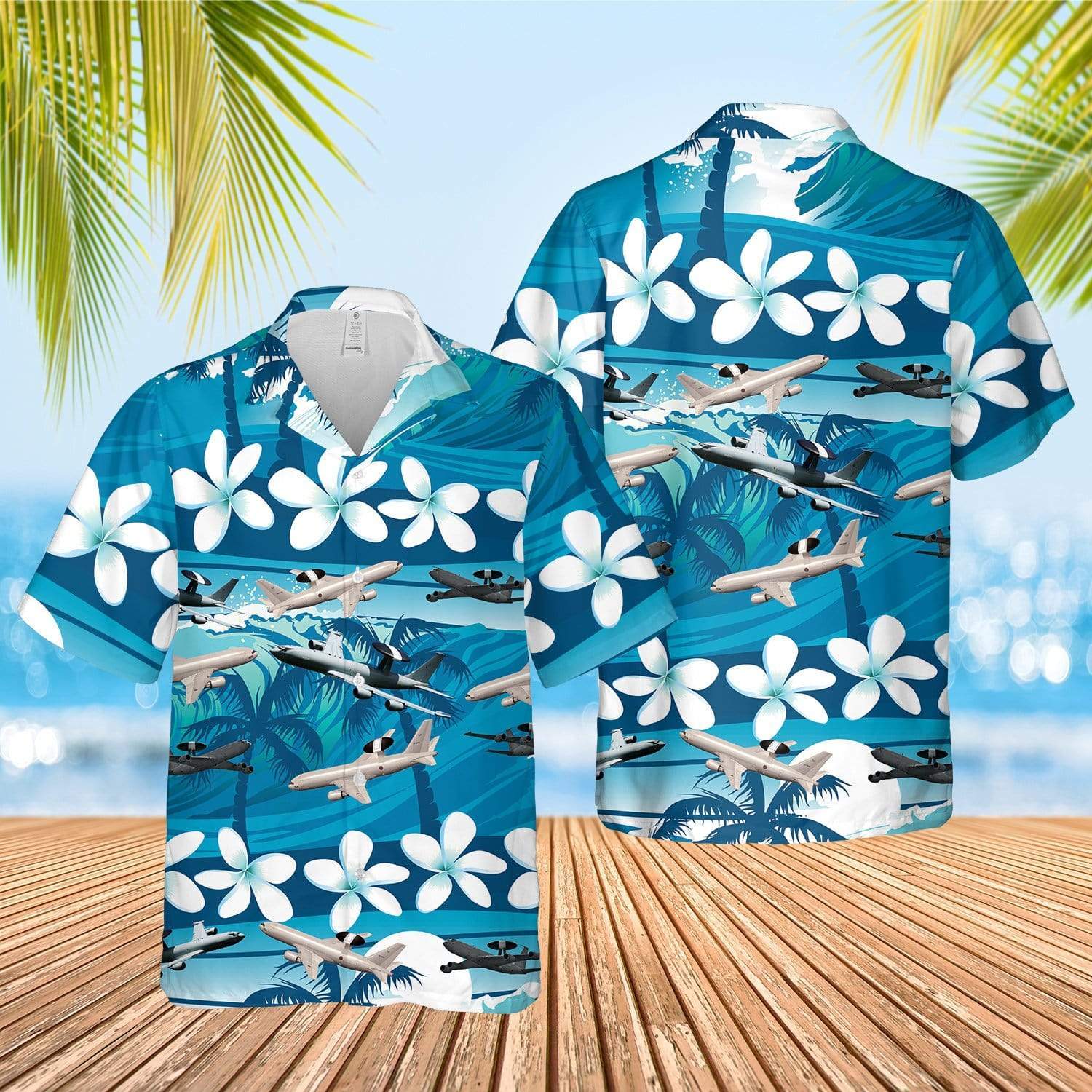 Tropical Flower Boeing E-3 Sentry Aloha Hawaiian Shirts