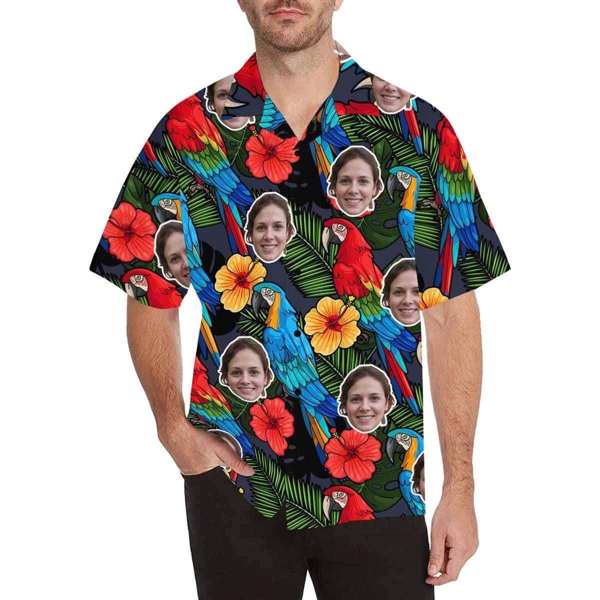 Personalised Christmas Shirts Australia Custom Face Flower Men's All Over The Print Pineapple Hawaiian Shirt