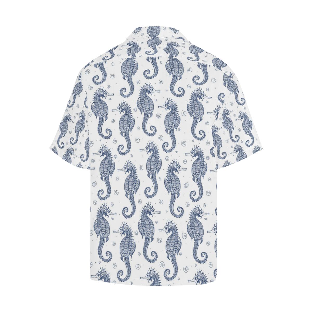 Seahorse Pattern Background Mens All Over Print Hawaiian Shirt