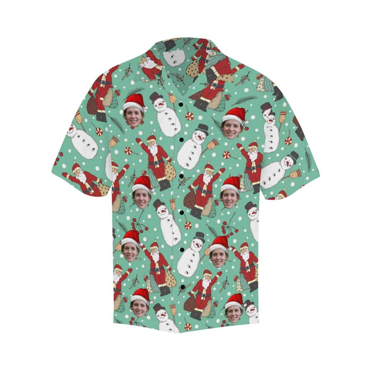 Custom Face Christmas Snowman Men's All Over Print Hawaiian Shirt