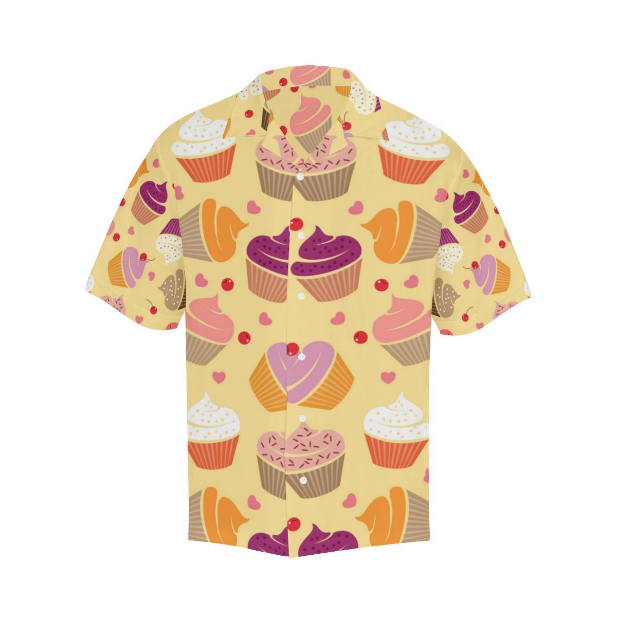 Cake Cupcake Heart Cherry Pattern Mens All Over Print Hawaiian Shirt