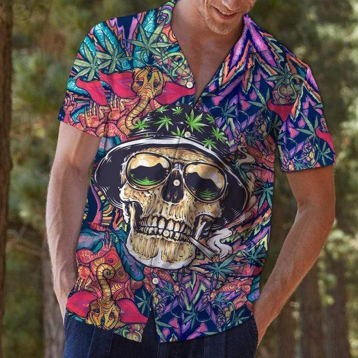 Skull Weed Tropical Hawaiian Aloha Shirts #DH