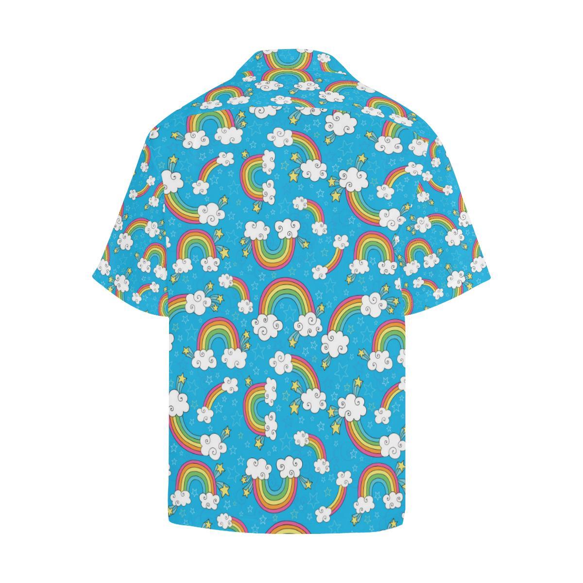 Rainbows Sky Clouds Pattern Mens All Over Print Hawaiian Shirt