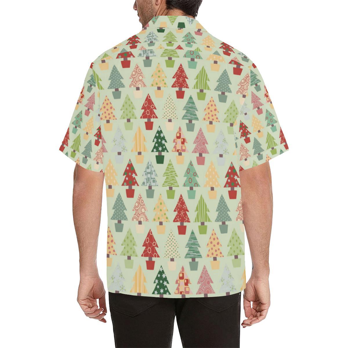 Christmas Tree Pattern Backgroind Mens All Over Print Hawaiian Shirt