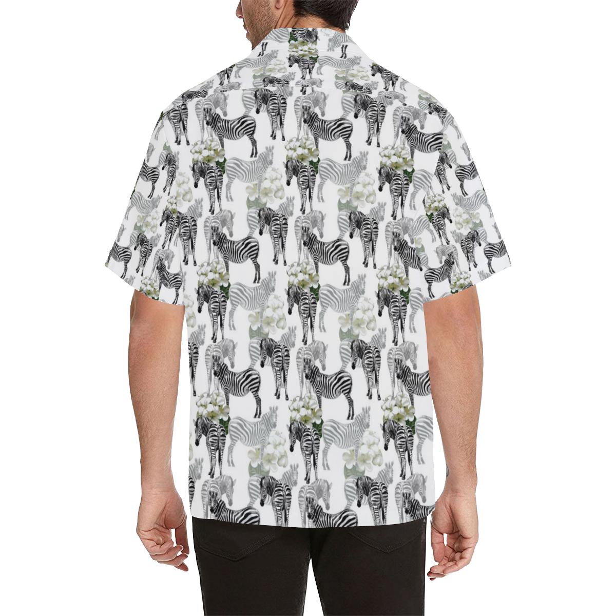 Zebra Pattern Mens All Over Print Hawaiian Shirt