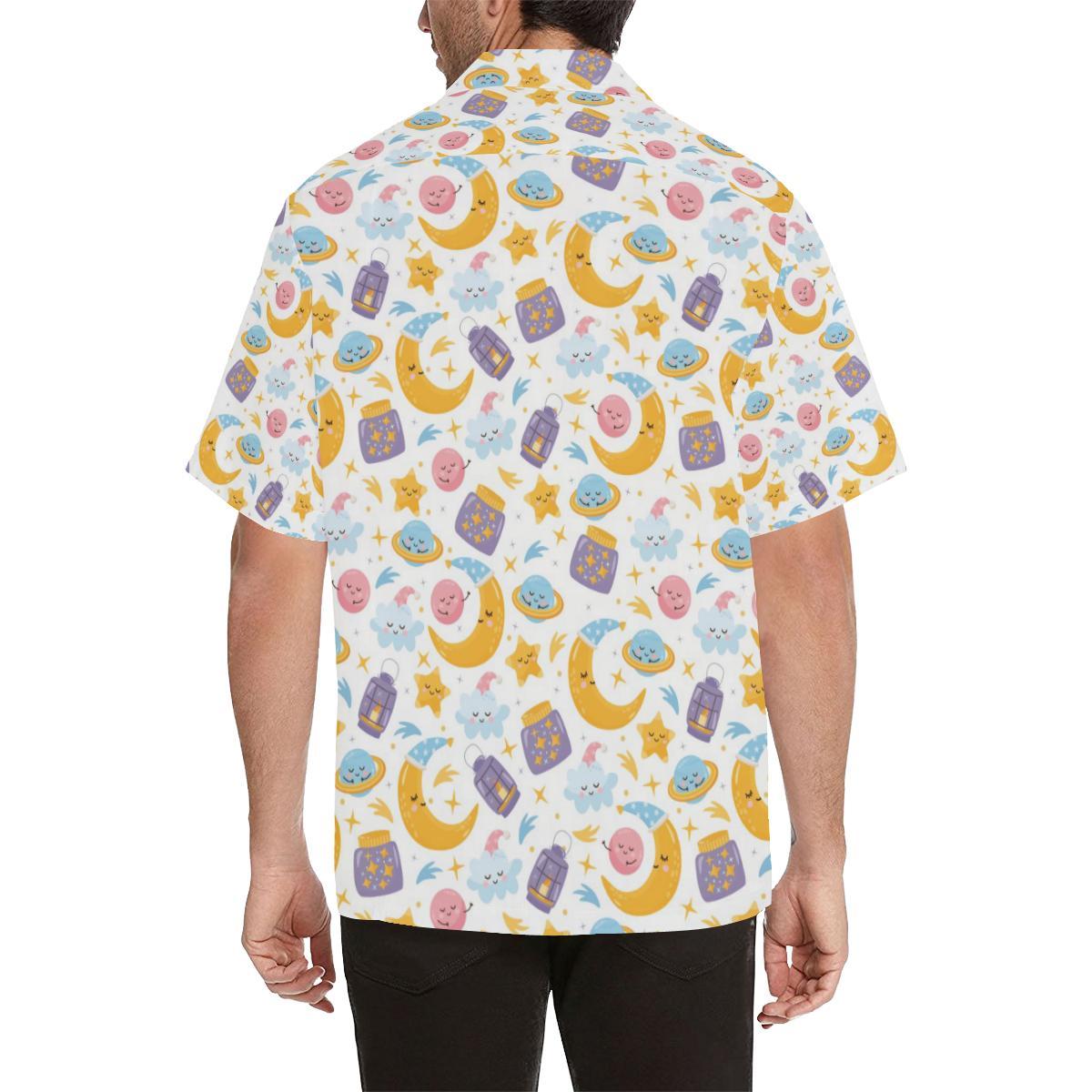 Moon Sleep Pattern Mens All Over Print Hawaiian Shirt