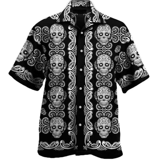 Sugar Skull Pattern Unisex Hawaiian Shirts #Kv