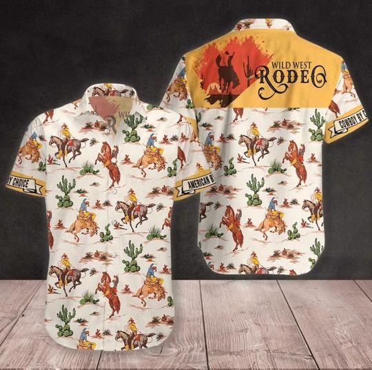 Wild West Rodeo Cowboy Colorful Hawaiian Shirt | For Men &amp;amp; Women | Adult | Hw8137