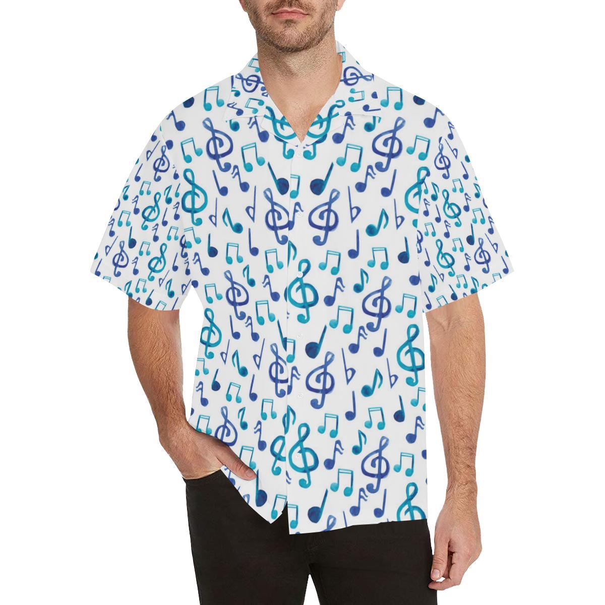 Music Notes Pattern Print Design 03 Mens All Over Hawaiian Shirt