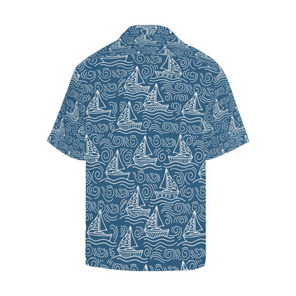 Hand Drawn Sailboat Pattern Mens All Over Print Hawaiian Shirt