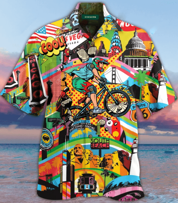 Amazing Cycling Colorful Hawaiian Unisex Aloha Shirts 