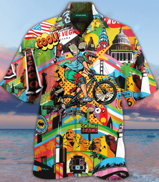 Amazing Cycling Colorful Hawaiian Unisex Aloha Shirts 