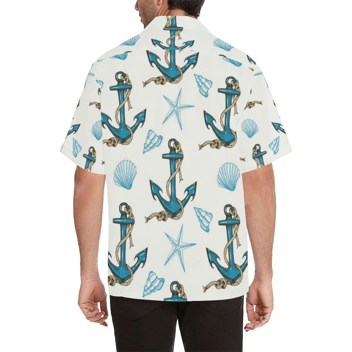 Anchor Shell Starfish Pattern Mens All Over Print Hawaiian Shirt