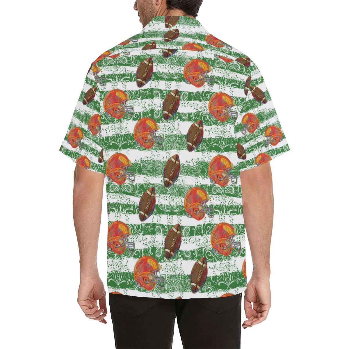 American Football Ball Helmet Pattern Mens All Over Print Hawaiian Shirt