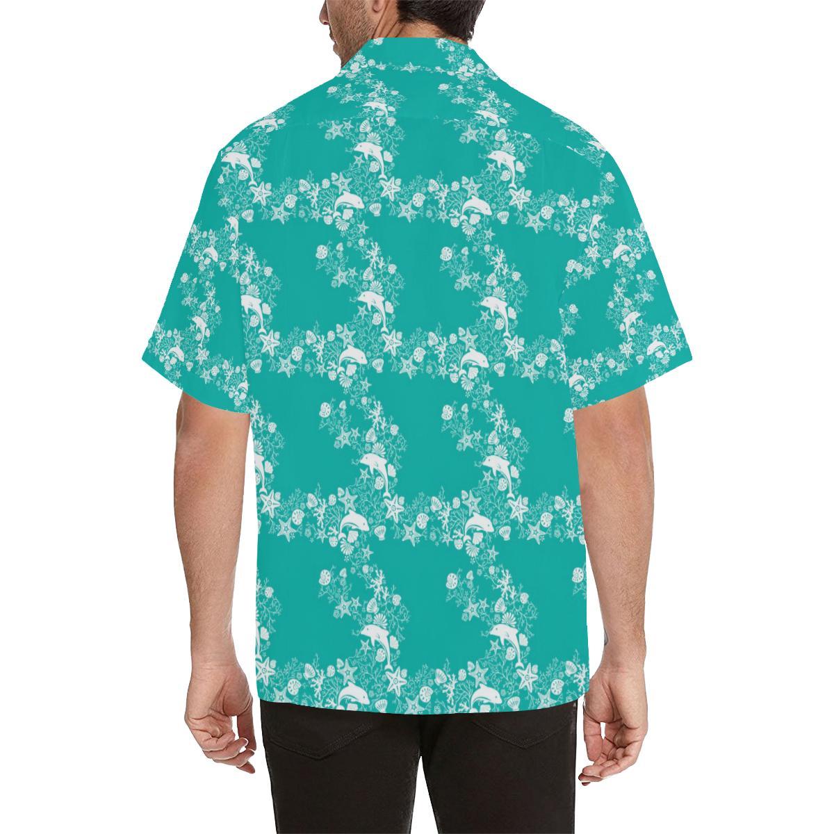 Dolphin Sea Shell Starfish Pattern Mens All Over Print Hawaiian Shirt