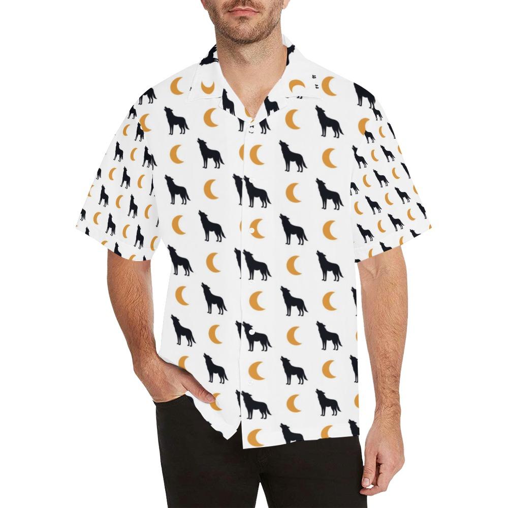 Wolf Moon Print Design Hawaiian Shirt