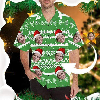 Custom Face Christmas Party Men's All Over The Print Hawaiian Shirt