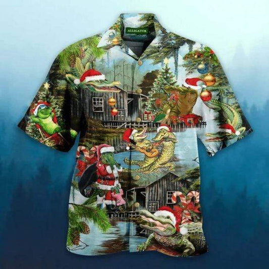 Hawaiian Aloha Shirts See you Later Alligator Christmas