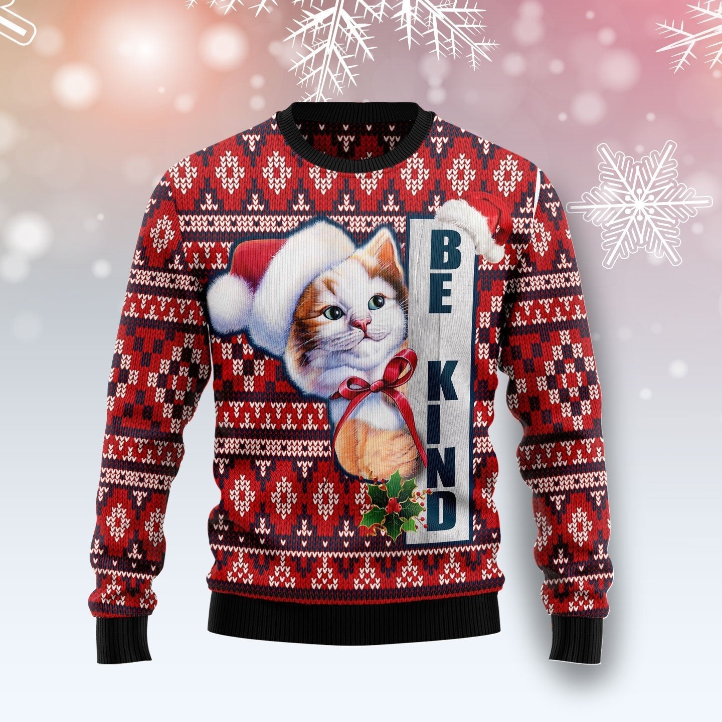 Cat Be Kind Ugly Christmas Sweater 