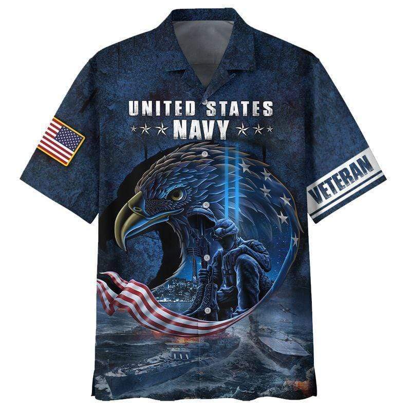 Amazing Us Navy Veteran Eagle Unisex Hawaiian Shirts