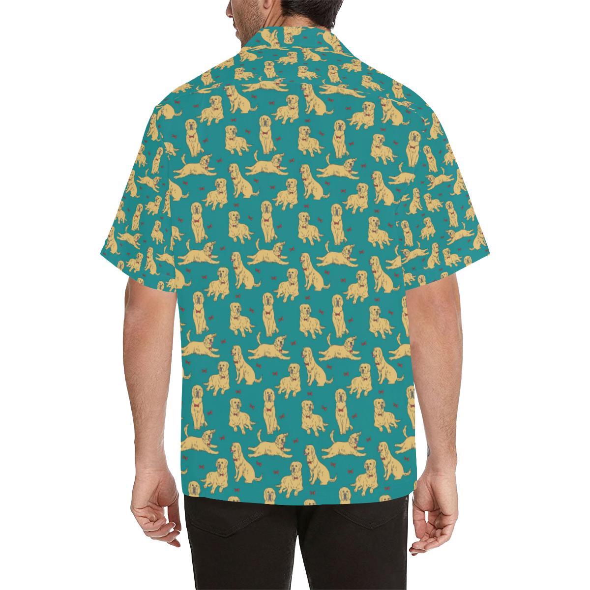 Golden Retriever Pattern Print Design 05 Mens All Over Hawaiian Shirt