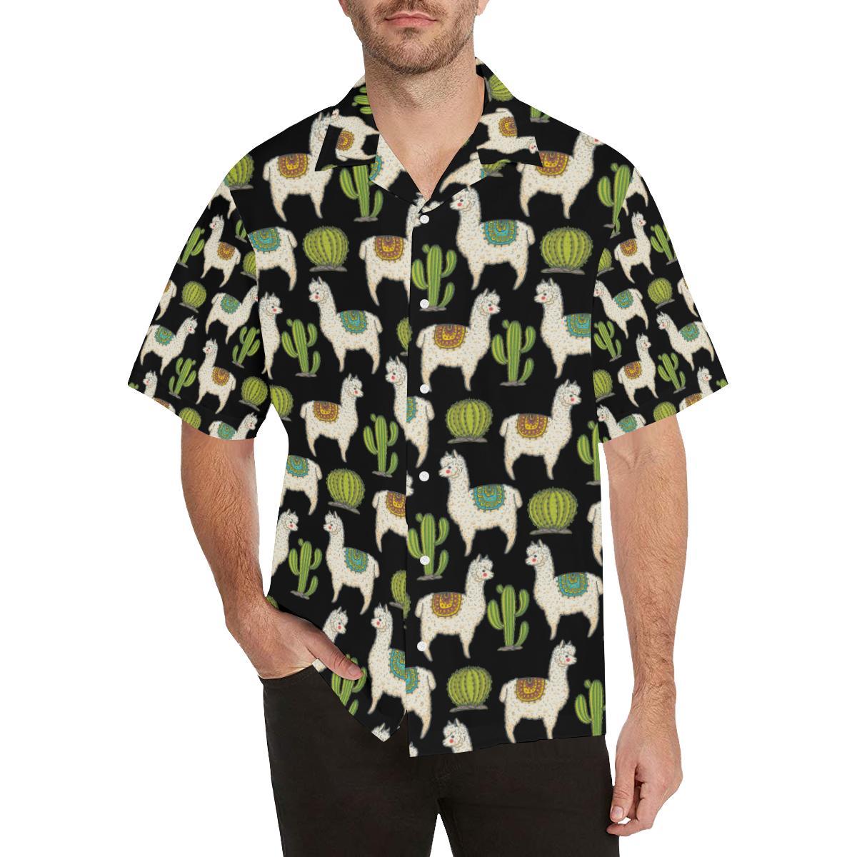 Alpaca Cactus Pattern Print Design Hawaiian Shirt