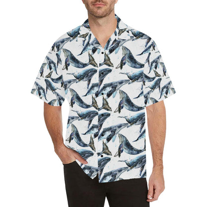 Blue Whale Pattern Print Design Hawaiian Shirt