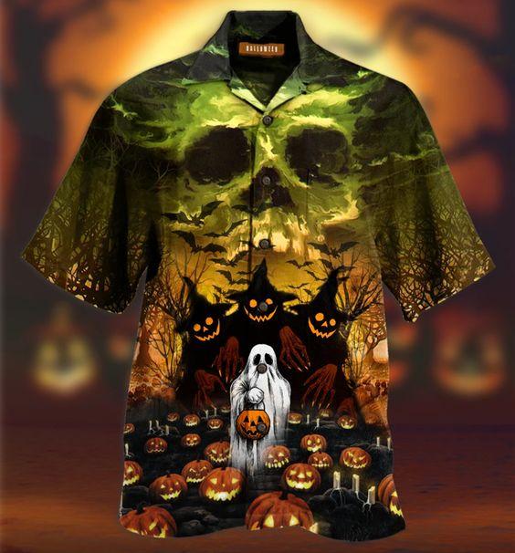 Hawaiian Aloha Shirts Halloween Ghost Just Want To Have Fun