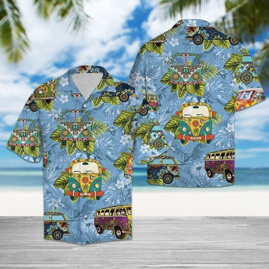 Hippie Bus   Blue Unique Design Unisex Hawaiian Shirt For Men And Women Dhc17063895