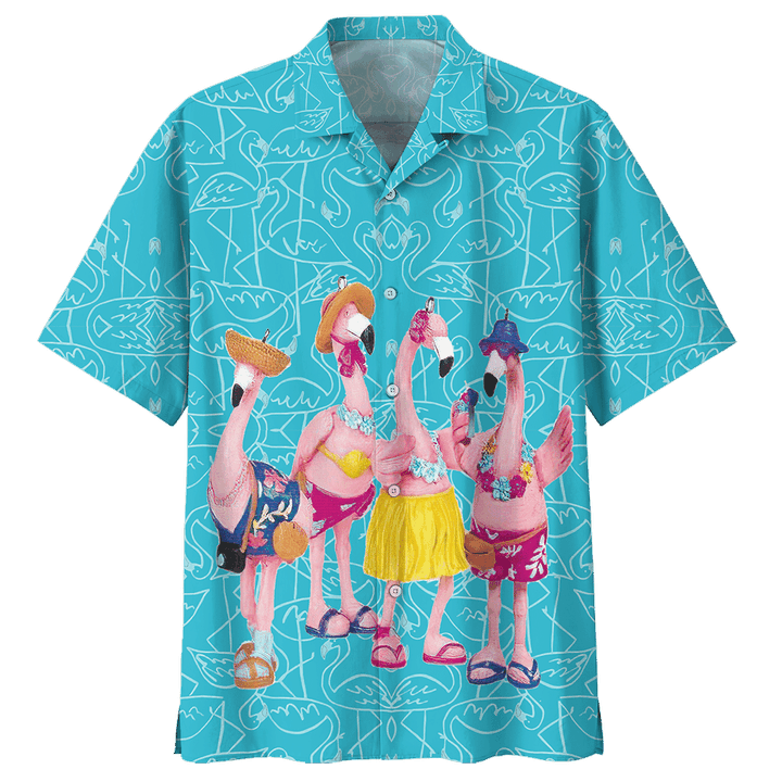 Flamingo Wear Bikini At Sea Hawaiian Aloha Shirts 