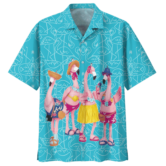 Flamingo Wear Bikini At Sea Hawaiian Aloha Shirts 