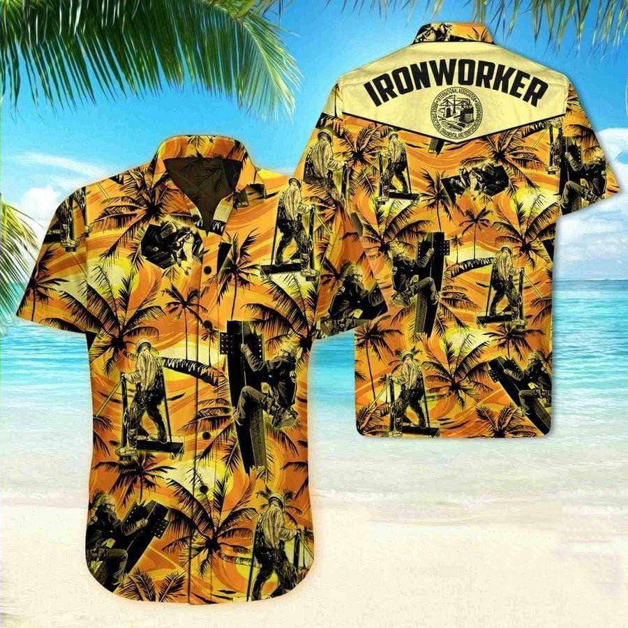 Hawaiian Aloha Shirts Ironworker Palm Tree