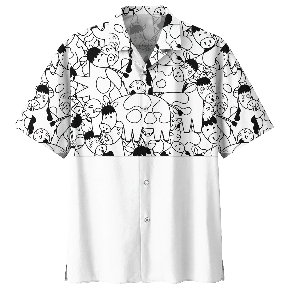 Cow  White High Quality Unisex Hawaiian Shirt For Men And Women Dhc17063748