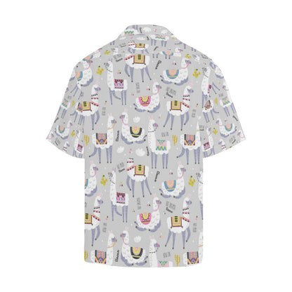 Cute Llama Alpaca Pattern Mens All Over Print Hawaiian Shirt