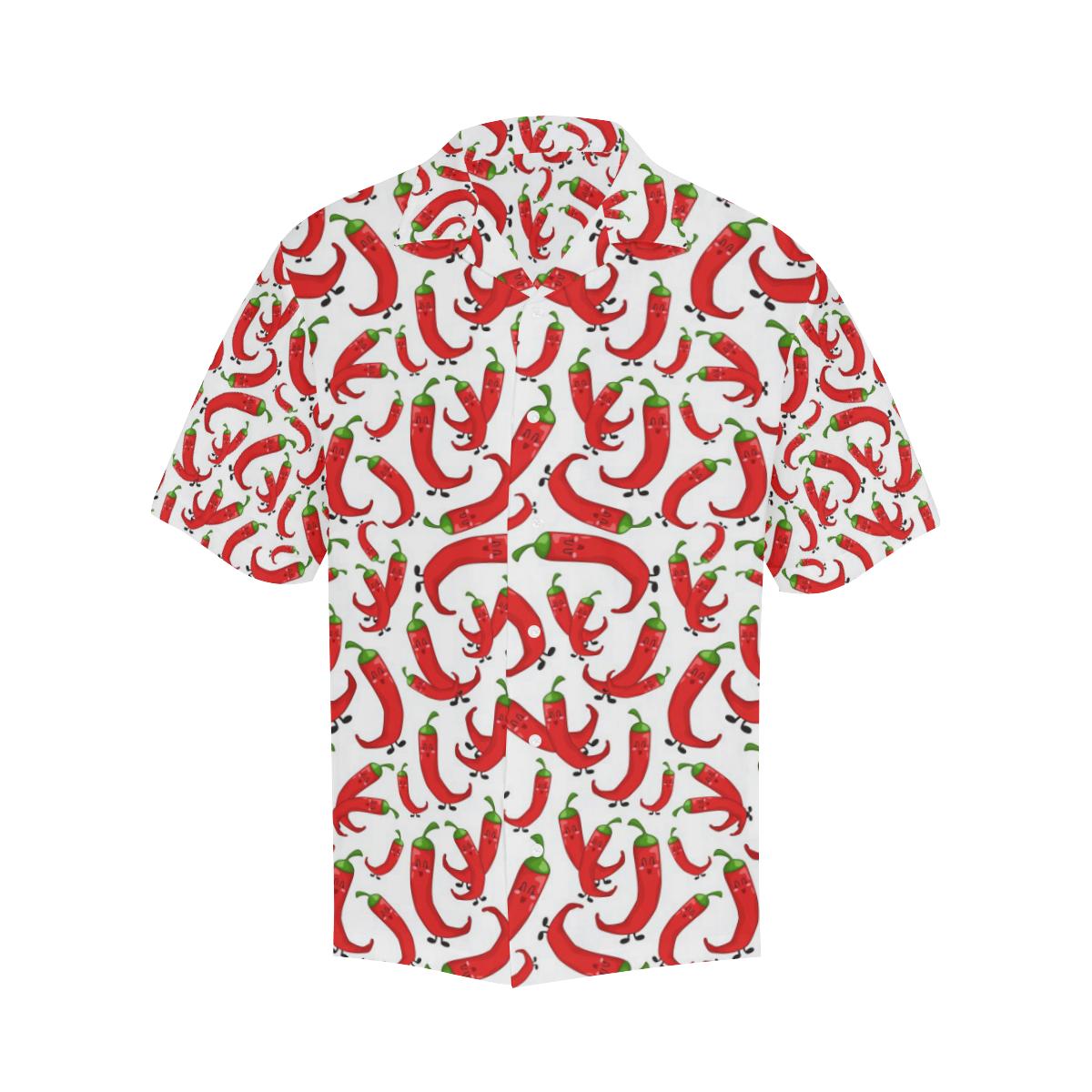 Red Chili Pattern Mens All Over Print Hawaiian Shirt