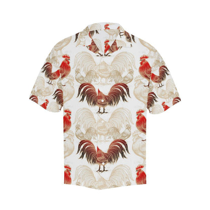 Rooster Chicken Pattern Mens All Over Print Hawaiian Shirt