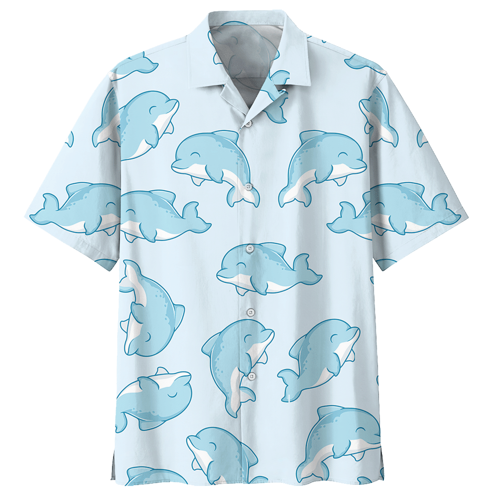 Dolphin  Blue Amazing Design Unisex Hawaiian Shirt 