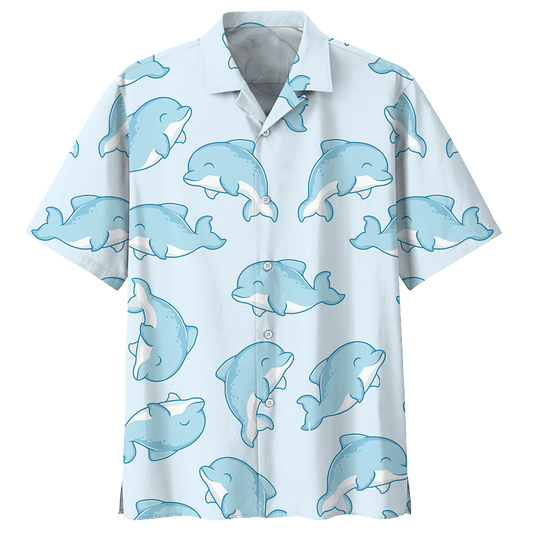 Dolphin  Blue Amazing Design Unisex Hawaiian Shirt 