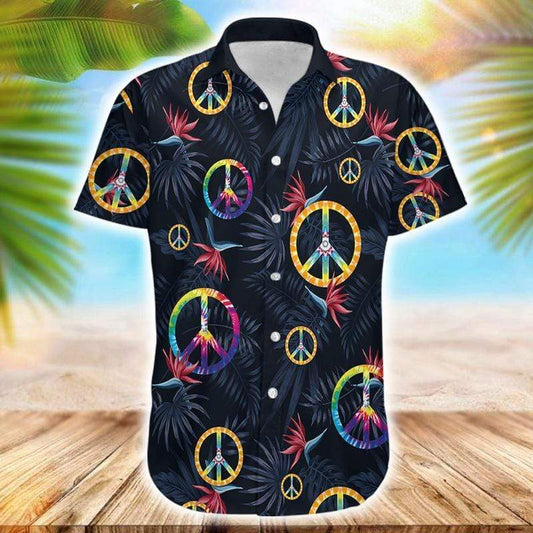 Hippie Peace Sign Tropical Full Printing Hawaiian Shirts #DH