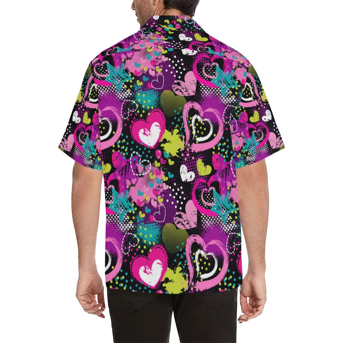 Heart Dot Wave Star Creative Design Pattern Mens All Over Print Hawaiian Shirt