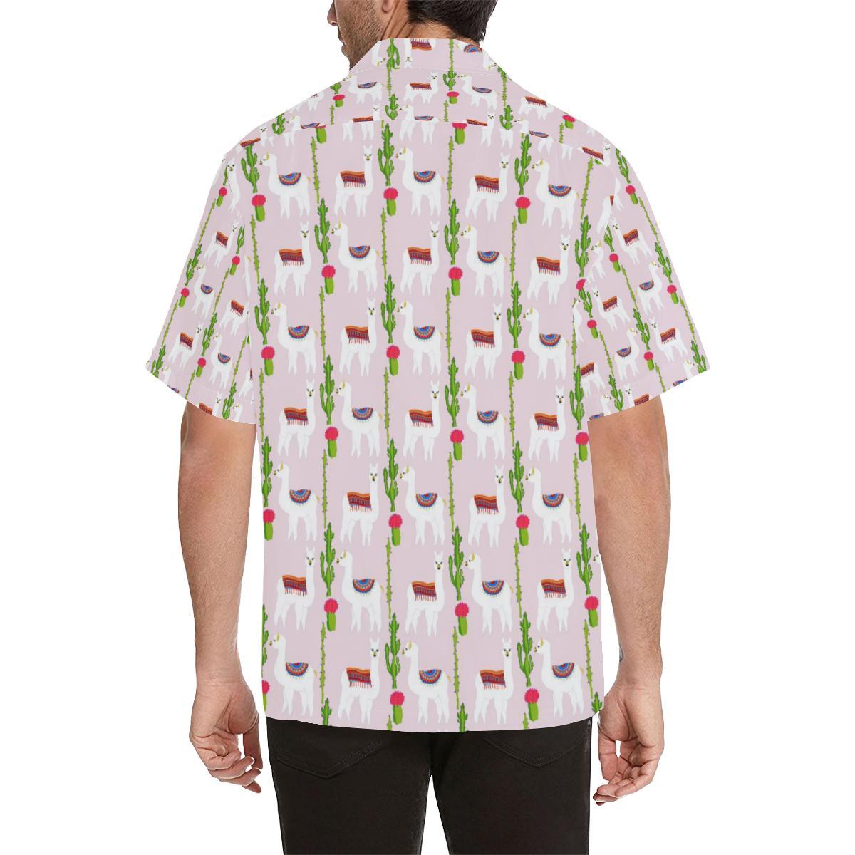 Llama Cactus Pattern Mens All Over Print Hawaiian Shirt